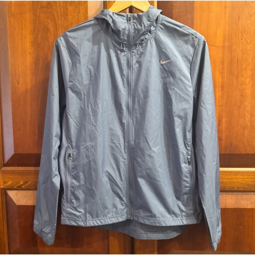 Nike Running Dri-FIT Hooded Windbreaker Jacket Blue Gray Full Zip Women's Small - Picture 2 of 16